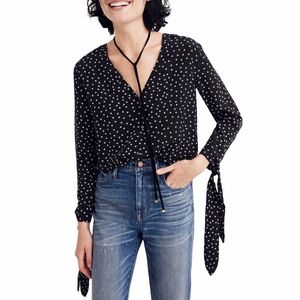 madewell | silk star scatter tie sleeve blouse